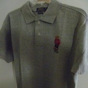 NWT POLO RALPH LAUREN TEDDY BEAR CUSTOM SLIM FIT POLO - GRAY - XL